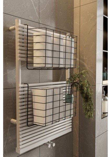 2'li Siyah Metal Banyo ve Mutfak Düzenleyici Raf ve Askı Seti modelleri