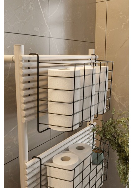2'li Siyah Metal Banyo ve Mutfak Düzenleyici Raf ve Askı Seti fırsatları