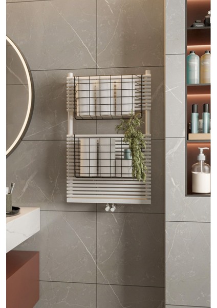 2'li Siyah Metal Banyo ve Mutfak Düzenleyici Raf ve Askı Seti indirimleri