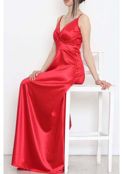 Ip Askılı Saten Elbise Kırmızı fırsatları