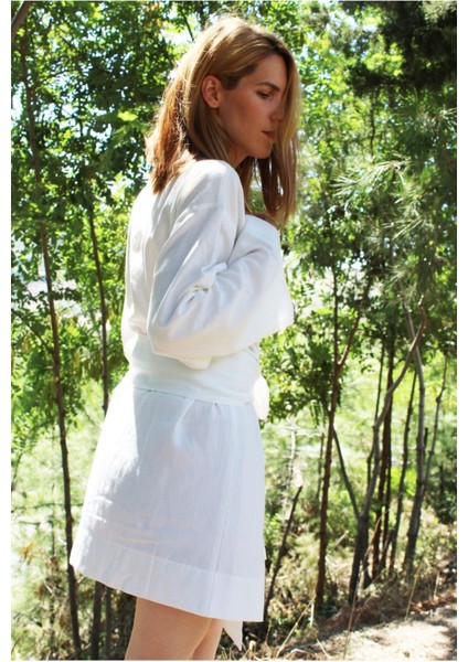 Özel Tasarım %100 Pamuk El Dokuması Kimono - Beyaz fiyatları