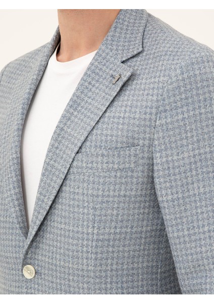 Erkek Siyah Slim Fit Keten Karışımlı Ceket 50294201-VR036