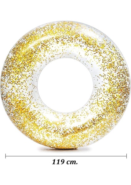 Jumbo Simit Simli - Şişme Simli Simit - Simli Deniz Simidi - Simli Parlak Simit -Simli Simit 119 cm