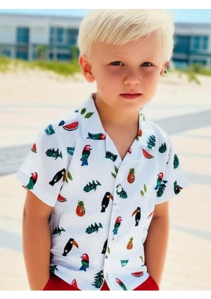 Erkek Bebek Papağan Desenli Gömlek indirimleri