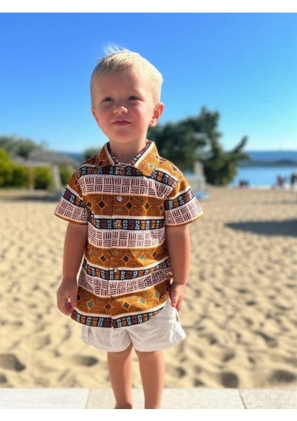 Erkek Bebek Pamuklu Desenli Yarım Kollu Gömlek indirimleri