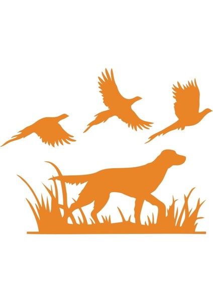 Avcı ve Av Köpeği Sticker 17X17 cm Turuncu