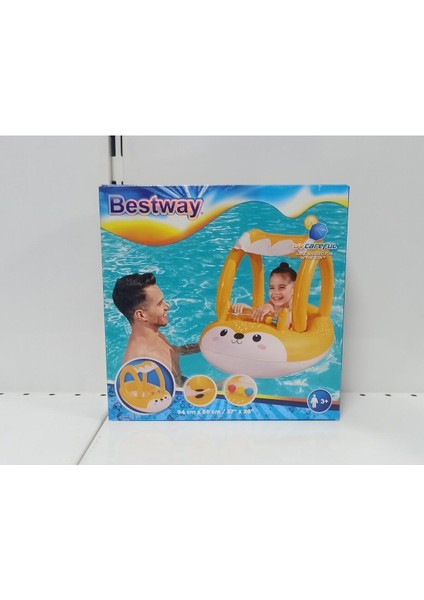 Sarı gölgelikli hafif ve dayanıklı çocuk şemsiye, 94x66 cm, şık tasarım