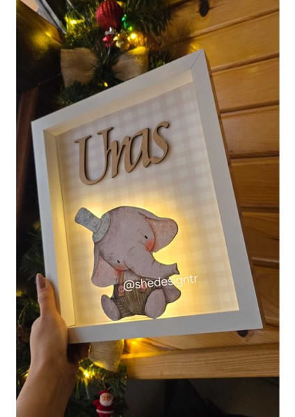 Bebek Ismine Özel Hazırlanan Ledli Ahşap Pano Hastane Odası Kapı Süsü