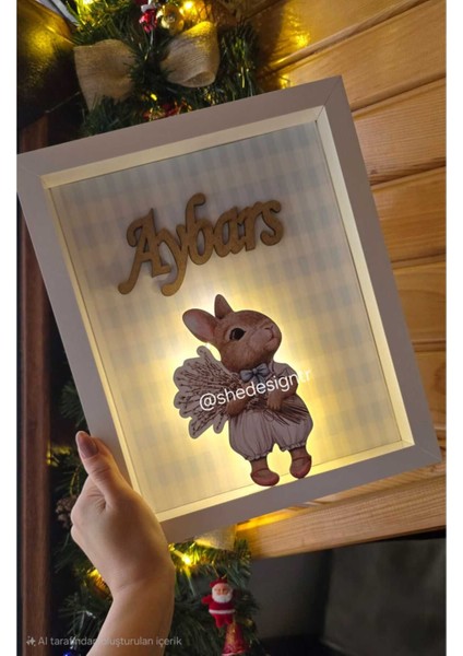Bebek Ismine Özel Hazırlanan Ledli Ahşap Pano Hastane Odası Kapı Süsü