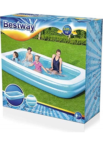 Renkli Çocuklar İçin Şişme Aile Havuzu 305x183 cm, Mavi, 6-8 Yaş modelleri