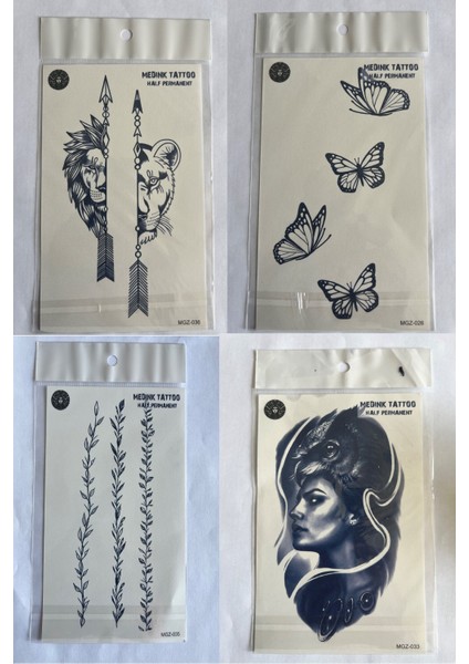 Çift 4 Adet Birden3 Hafta Kalıcı Geçici Yapıştırma Dövme 18X11 cm