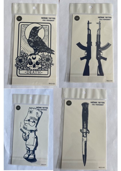 Mücadele 4 Adet Birden3 Hafta Kalıcı Geçici Yapıştırma Dövme 18X11 cm