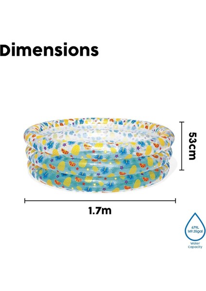 Renkli çocuk yüzme havuzu 170x53 cm, eğlence dolu anlar için ideal