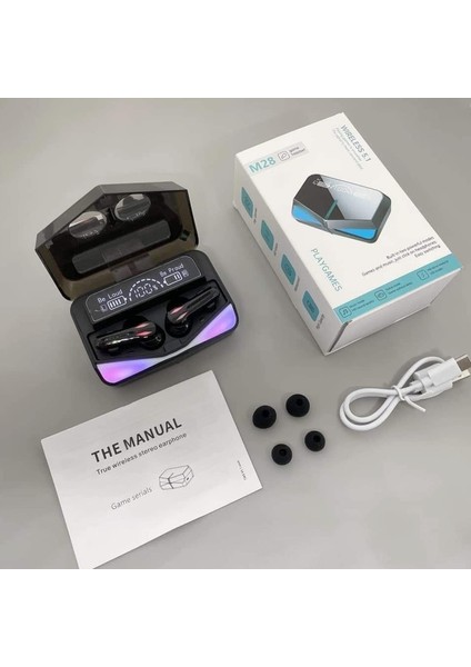 🎯 M28 Tws Bluetooth 5. 1 Oyun & Müzik Kulaklık – LED Göstergeli Powerbank Kutulu, Hızlı Eşleşme, Cvc Gürültü Azaltma modelleri