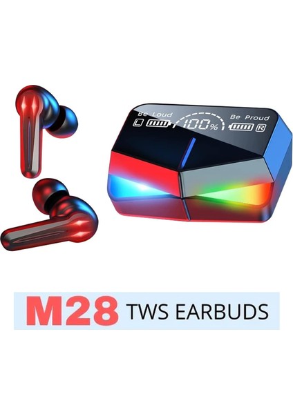 🎯 M28 Tws Bluetooth 5. 1 Oyun & Müzik Kulaklık – LED Göstergeli Powerbank Kutulu, Hızlı Eşleşme, Cvc Gürültü Azaltma