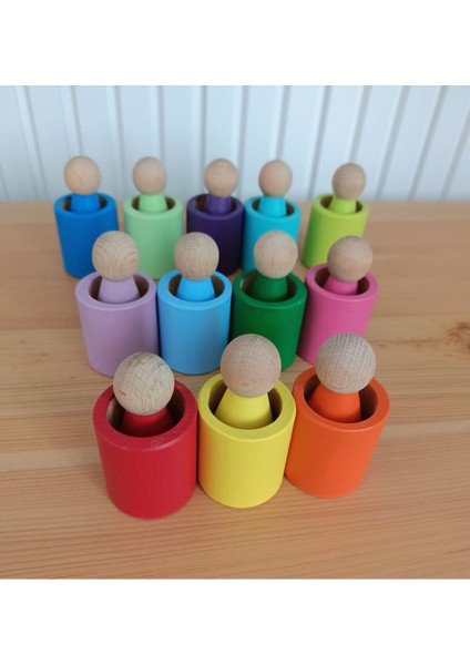 12 Li Waldorf Peg Bebek & Kase Seti (Renkli)