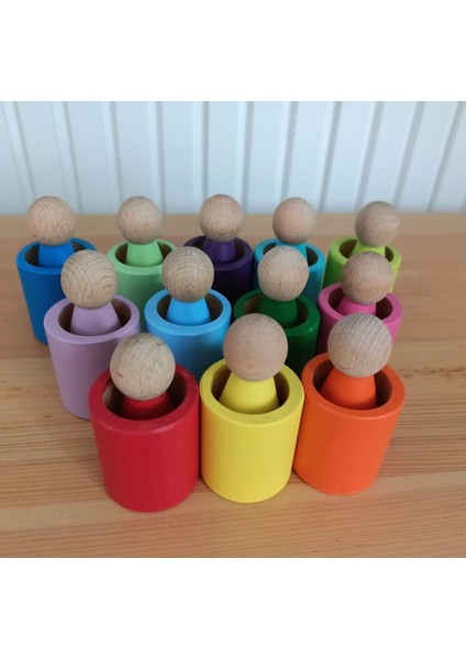 12 Li Waldorf Peg Bebek & Kase Seti (Renkli)