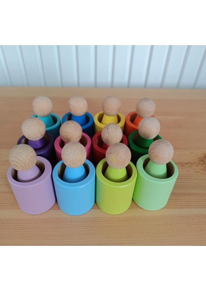 12 Li Waldorf Peg Bebek & Kase Seti (Renkli)