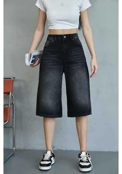 Baggy Füme Şort Jean