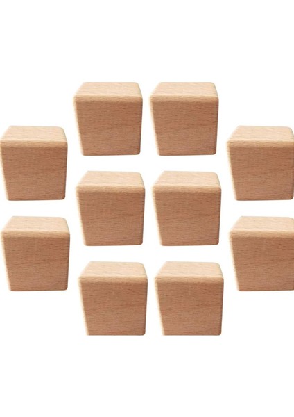 Ahşap Küp Blok 9 cm 10 Adet Doğal Ahşap Küp