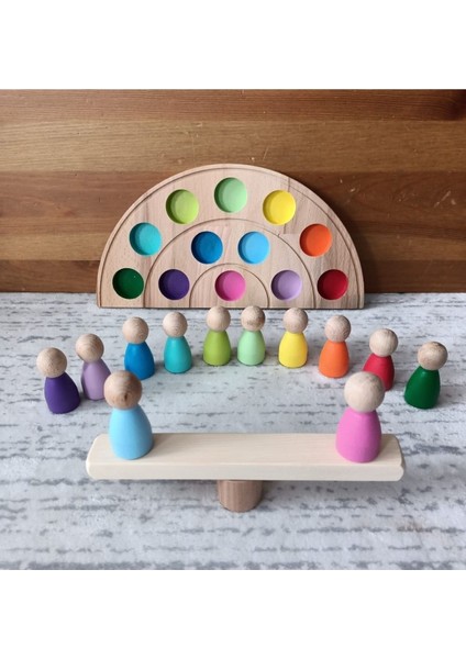 Peg Bebek ve Gökkuşağı Tabla Eşleştirme 12'lii Insan Figürleri (Waldorf)