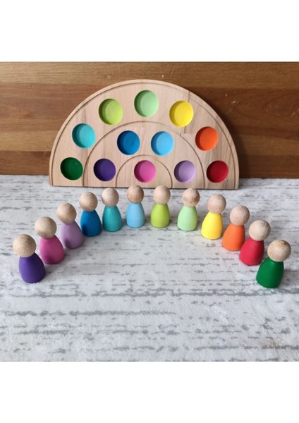 Peg Bebek ve Gökkuşağı Tabla Eşleştirme 12'lii Insan Figürleri (Waldorf)