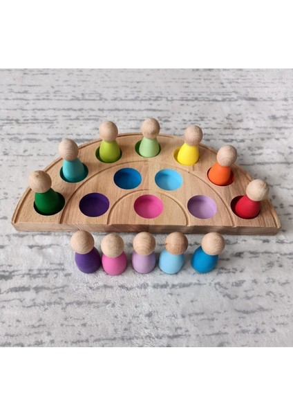 Peg Bebek ve Gökkuşağı Tabla Eşleştirme 12'lii Insan Figürleri (Waldorf)