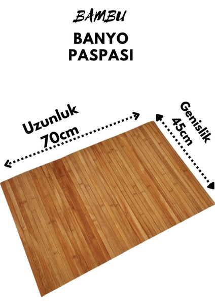 Bambu Kaydırmaz Tabanlı Banyo Paspası 70x45cm, şık ve güvenli kullanım sağlar