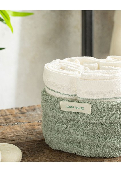 Doğa Tonlarında 4'lü Pamuklu El Havlusu Seti, Su Yeşili ve Ekru Renkler