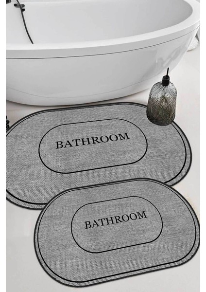 Yıkanabilir kaymaz jüt görünümlü ikili banyo paspas takımı, pratik ve şık kullanım