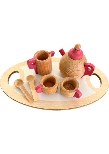 Pembe Ahşap Çay Takımı, Çocuklar İçin Eğlenceli ve Şık Oyun Seti fırsatları