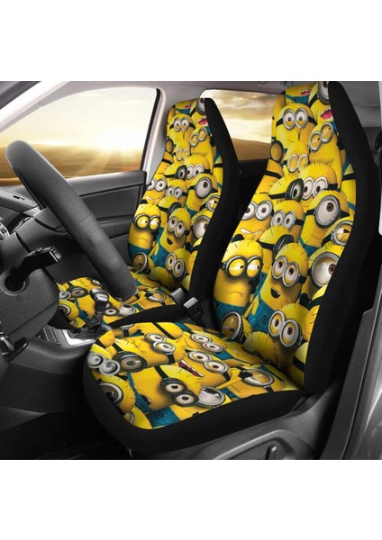 Ön ve Arka Minions Temalı Araç Koltuk Kılıfı – Çocuklara Özel Neşeli Stil