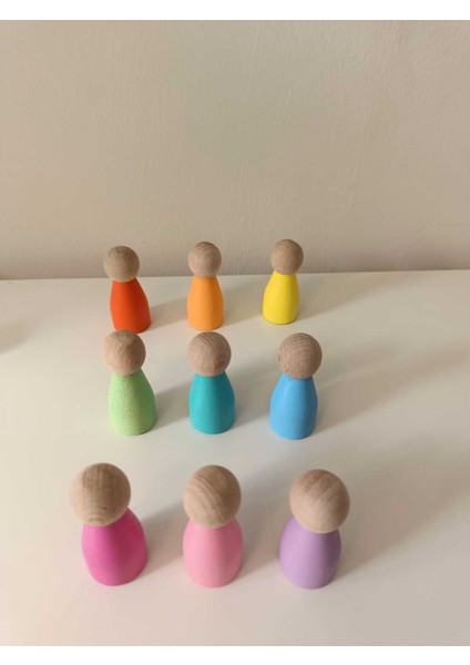 Renkli 9 Parça Peg Bebek Seti, Çocuklar İçin Eğlenceli ve Öğretici Oyuncak modelleri