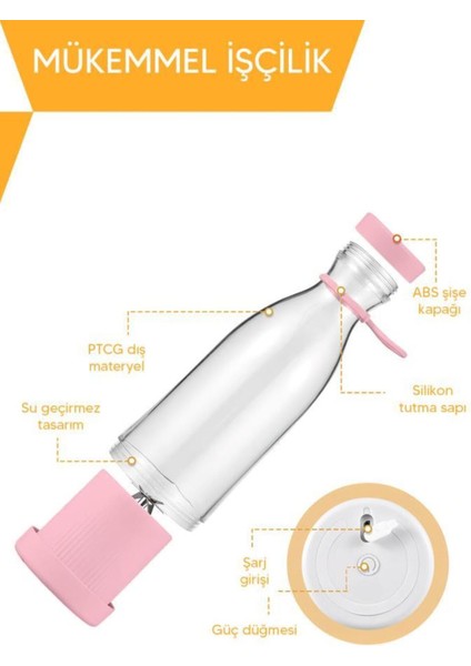 Şık Tasarımlı Şişe Shaker 420 ml Pembe