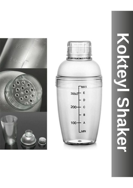 Polikarbon Şeffaf Kokteyl Shaker Karıştırıcı 350 ml