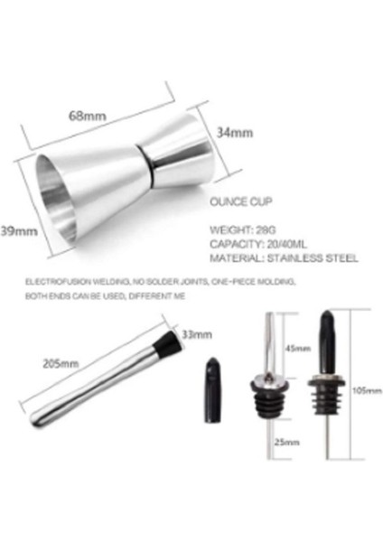 7 Parça Şık Kokteyl Seti 750 ml Shaker ile Eğlenceye Davet fiyatları