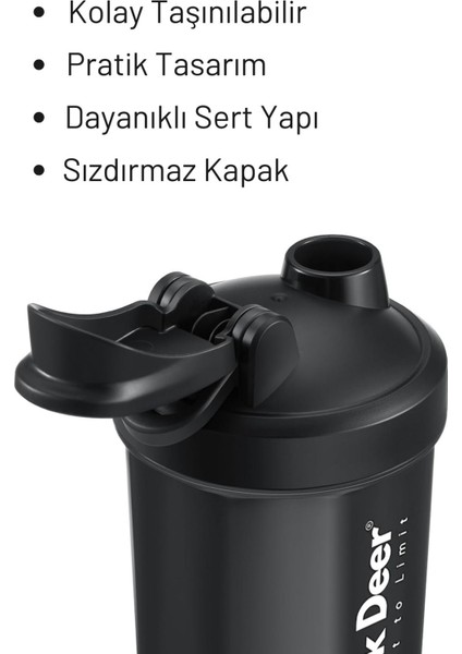 Shaker Karıştırıcı Sporcu Protein Shaker 550 ml Siyah