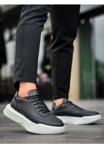 BA0354 Günlük Bağcıklı Erkek Yüksek Taban Siyah Spor Ayakkabı indirimleri