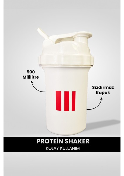 500cc Şekersiz Çalkalayıcı, Sağlıklı ve Şık Tasarım, Beyaz, Plastik