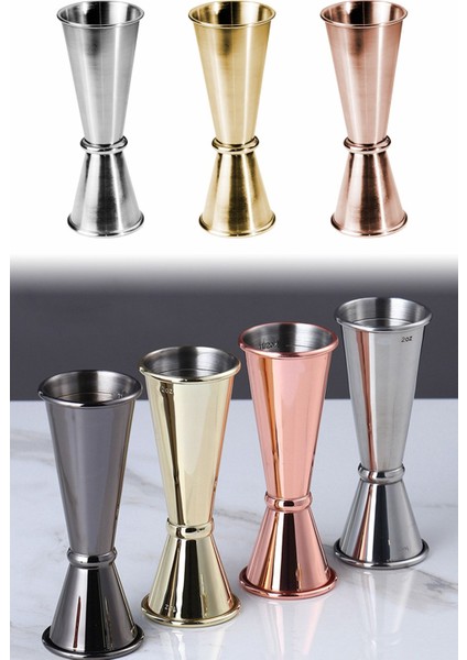 Jigger Kokteyl Ölçü Kabı Çift Taraflı 3/6cl Paslanmaz Çelik Gri RA321