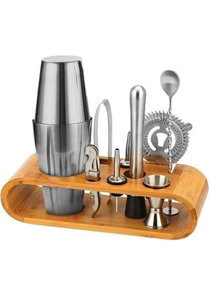 10 Parça Ahşap Standlı Kokteyl Seti, 750 ml, şık ve kullanışlı tasarım