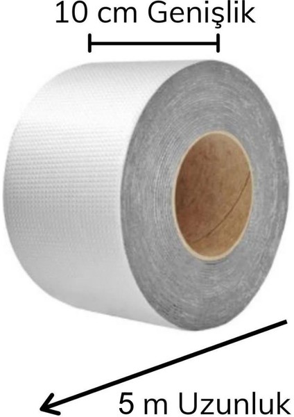 Folyo Kauçuk Bant Yapışkanlı Su Geçirmez Çatı Boru Tamir Bandı (5 Metre x 10 Cm)