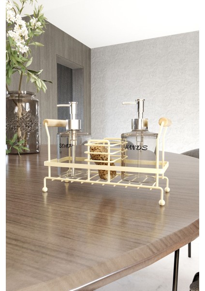 2’li Metal Standlı Beyaz Plastik Sıvı Sabun Şişesi Krem 500 ml Set fırsatları