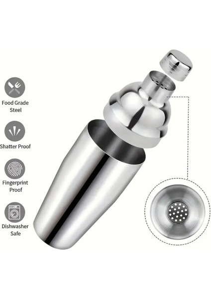Paslanmaz Çelik 550 ml Shake Çalkalayıcı, Şık ve Kaliteli Tasarım
