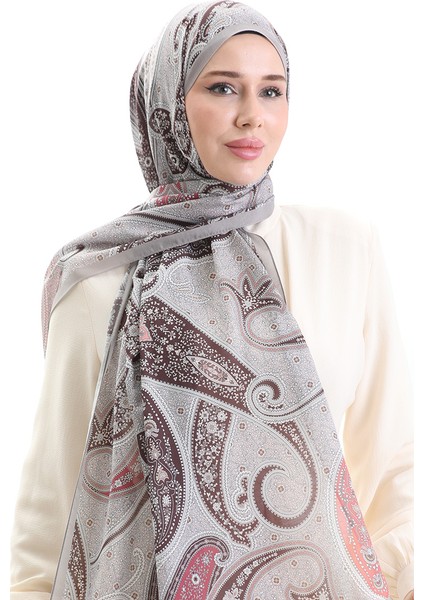 Karaca Desenli Cotton Şal 82001-06 Vizon Kiremit