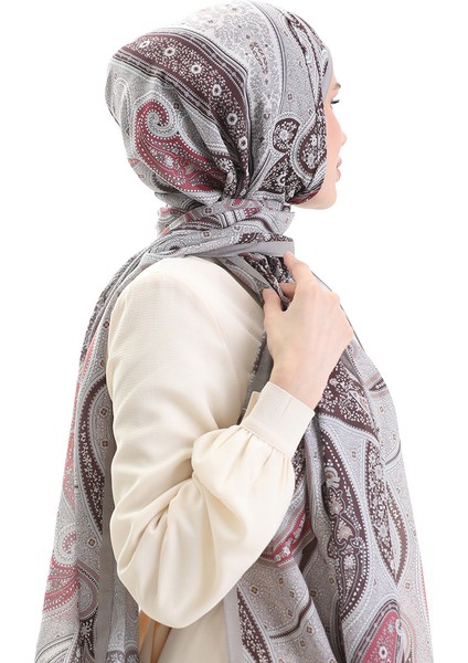 Karaca Desenli Cotton Şal 82001-06 Vizon Kiremit modelleri
