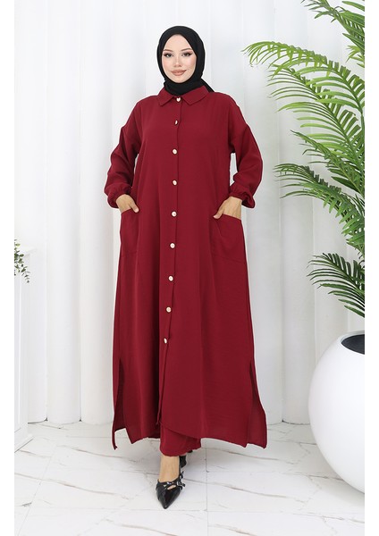 Çıtçıtlı Tunik Pantolon Ikili Takım 0097-03 Bordo fiyatları
