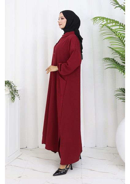 Çıtçıtlı Tunik Pantolon Ikili Takım 0097-03 Bordo modelleri