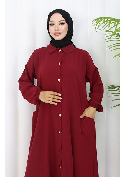 Çıtçıtlı Tunik Pantolon Ikili Takım 0097-03 Bordo fırsatları
