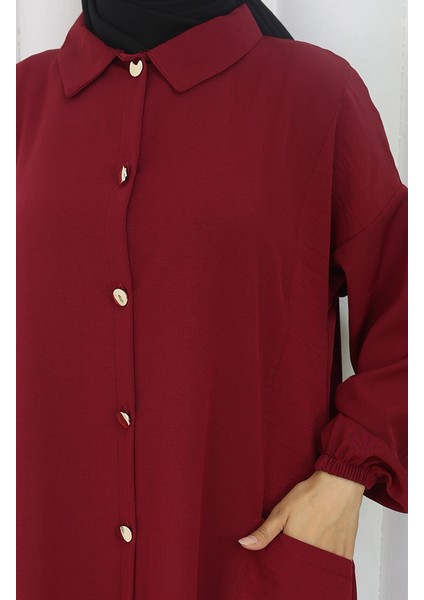 Çıtçıtlı Tunik Pantolon Ikili Takım 0097-03 Bordo indirimleri